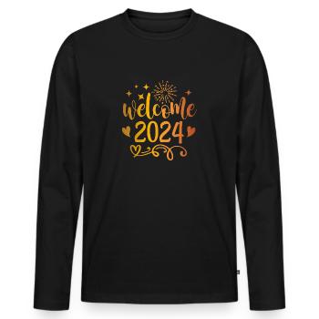 Bienvenue 2024 - T-shirt manches longues Premium bio Homme - noir - Devant - Nico (187cm)