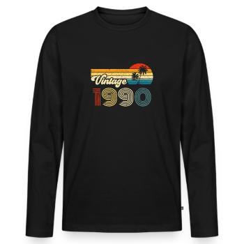 Années 1990 - T-shirt manches longues Premium bio Homme - noir - Devant - Nico (187cm)