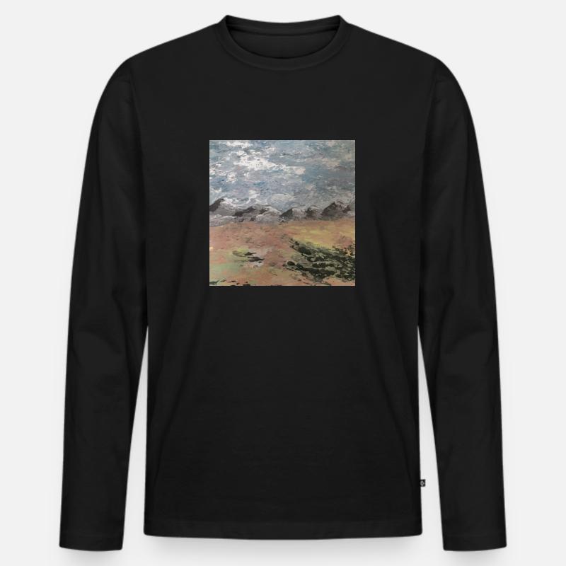 Landschaft mit Bergen - Männer Premium Bio Langarmshirt - Schwarz