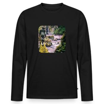 Water Nature My Power - Männer Premium Bio Langarmshirt - Schwarz - Vorne - Nico (187cm)