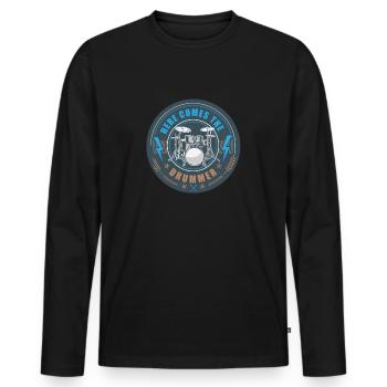 Voici le batteur - T-shirt manches longues Premium bio Homme - noir - Devant - Nico (187cm)