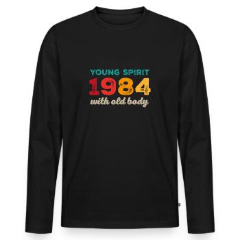 Millésime 1984 - T-shirt manches longues Premium bio Homme - noir - Devant - Nico (187cm)