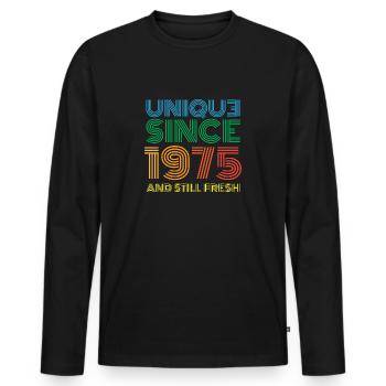 Millésime 1975 - T-shirt manches longues Premium bio Homme - noir - Devant - Nico (187cm)