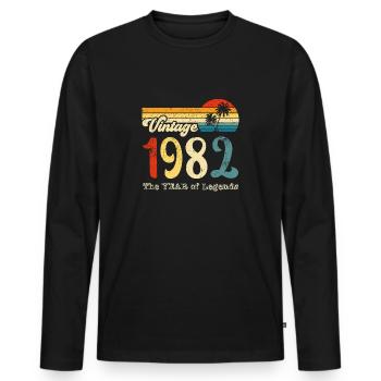 Millésime 1982 - T-shirt manches longues Premium bio Homme - noir - Devant - Nico (187cm)