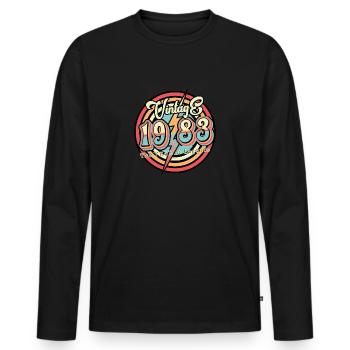1983 41e anniversaire - T-shirt manches longues Premium bio Homme - noir - Devant - Nico (187cm)