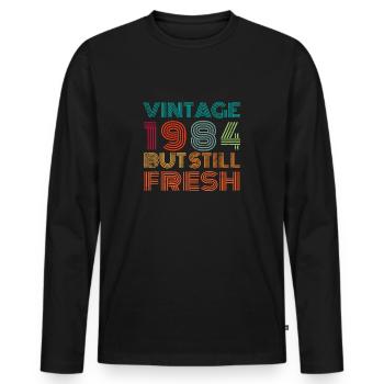 Millésime 1984 - T-shirt manches longues Premium bio Homme - noir - Devant - Nico (187cm)
