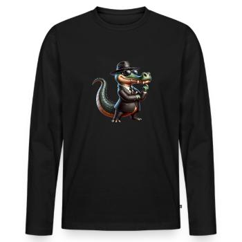Mafia Alligator - Men's Premium Organic Long Sleeve Shirt - black - Front - Nico (187cm)