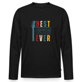 Guitare Meilleur Papa De Tous Les Temps - T-shirt manches longues Premium bio Homme - noir - Devant - Nico (187cm)
