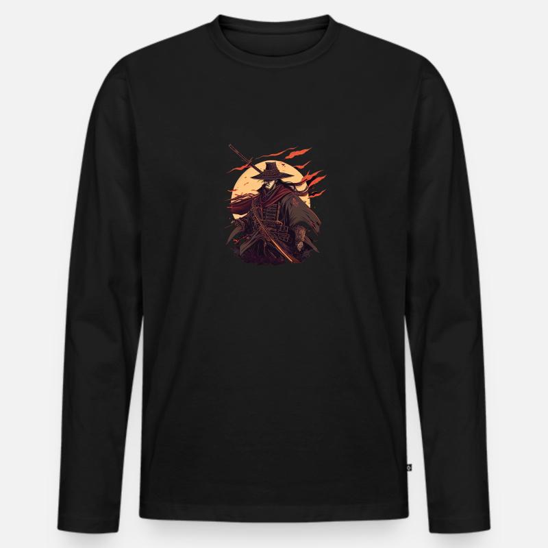 Samurai - Männer Premium Bio Langarmshirt - Schwarz