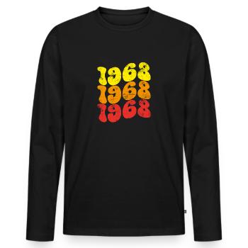 Millésime 1968 - T-shirt manches longues Premium bio Homme - noir - Devant - Nico (187cm)