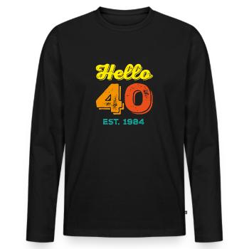 1984 40. Geburtstag - Männer Premium Bio Langarmshirt - Schwarz - Vorne - Nico (187cm)