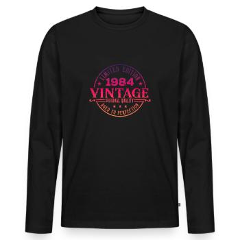 Millésime 1984 - T-shirt manches longues Premium bio Homme - noir - Devant - Nico (187cm)