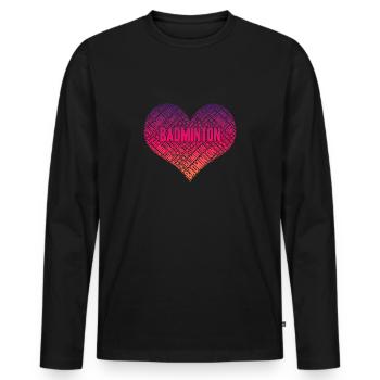 Badminton Heart - Men's Premium Organic Long Sleeve Shirt - black - Front - Nico (187cm)