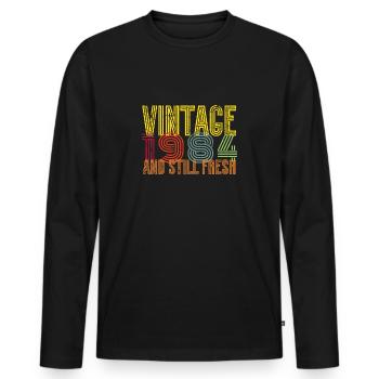 1984 Vintage - Männer Premium Bio Langarmshirt - Schwarz - Vorne - Nico (187cm)