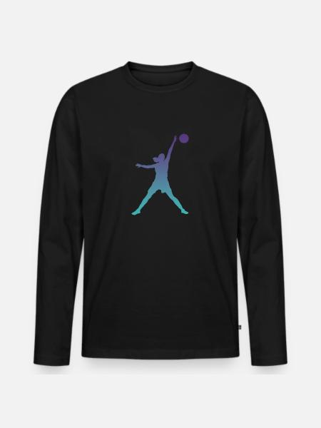 Basketball Mädchen - Männer Premium Bio Langarmshirt - Schwarz