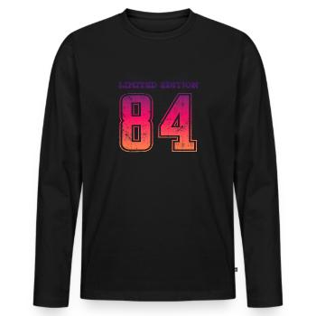 Millésime 1984 - T-shirt manches longues Premium bio Homme - noir - Devant - Nico (187cm)