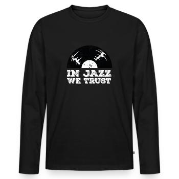 Dans le jazz, nous avons confiance - T-shirt manches longues Premium bio Homme - noir - Devant - Nico (187cm)