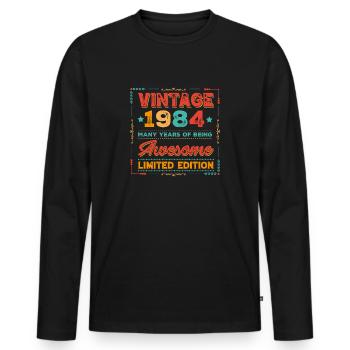 Millésime 1984 - T-shirt manches longues Premium bio Homme - noir - Devant - Nico (187cm)
