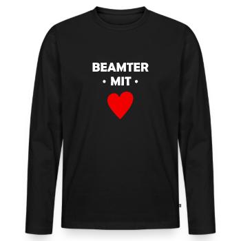 Beamter mit Herz - Männer Premium Bio Langarmshirt - Schwarz - Vorne - Nico (187cm)