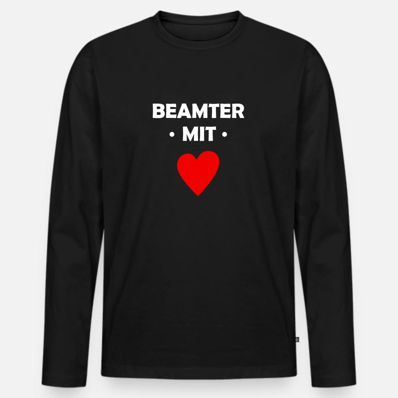 Beamter mit Herz - Männer Premium Bio Langarmshirt - Schwarz