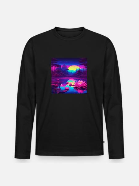 nénuphars sur le lac - T-shirt manches longues Premium bio Homme - noir