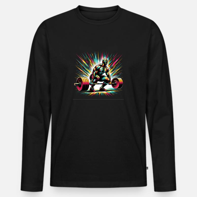 Powerlifting Energie: Kunst-Explosion - Männer Premium Bio Langarmshirt - Schwarz