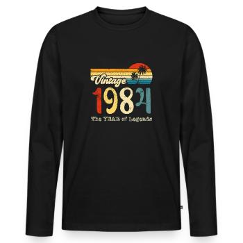 1984 Vintage - Männer Premium Bio Langarmshirt - Schwarz - Vorne - Nico (187cm)