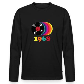 Millésime 1968 - T-shirt manches longues Premium bio Homme - noir - Devant - Nico (187cm)
