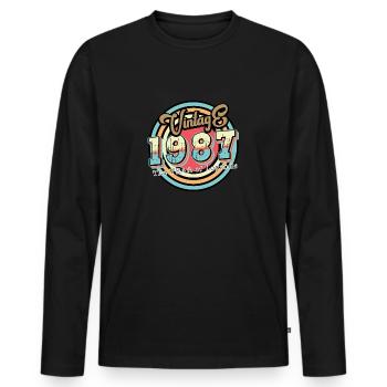 Millésime 1987 - T-shirt manches longues Premium bio Homme - noir - Devant - Nico (187cm)