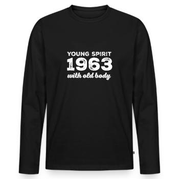 Millésime 1963 - T-shirt manches longues Premium bio Homme - noir - Devant - Nico (187cm)