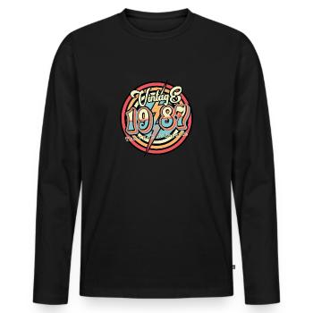 Millésime 1987 - T-shirt manches longues Premium bio Homme - noir - Devant - Nico (187cm)