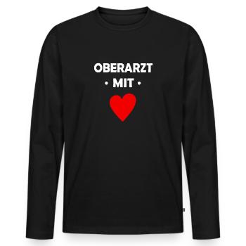 Oberarzt mit Herz - Arzt - Krankenhaus - Doktor - Männer Premium Bio Langarmshirt - Schwarz - Vorne - Nico (187cm)
