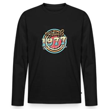 Vintage 1977 - Men's Premium Organic Long Sleeve Shirt - black - Front - Nico (187cm)