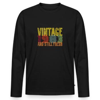Millésime 1983 - T-shirt manches longues Premium bio Homme - noir - Devant - Nico (187cm)