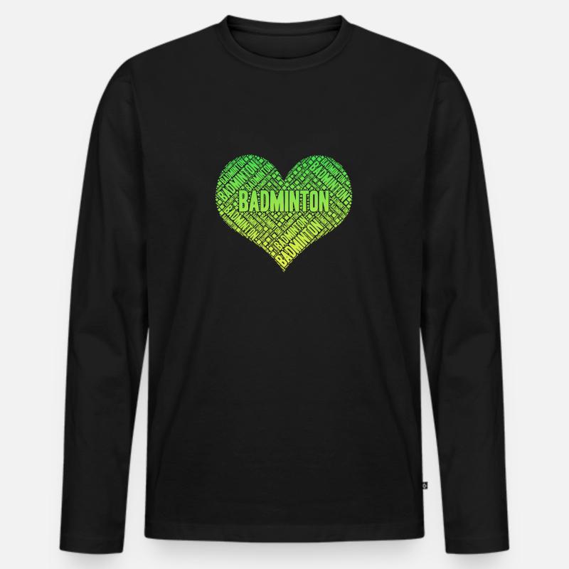 Badminton - Männer Premium Bio Langarmshirt - Schwarz