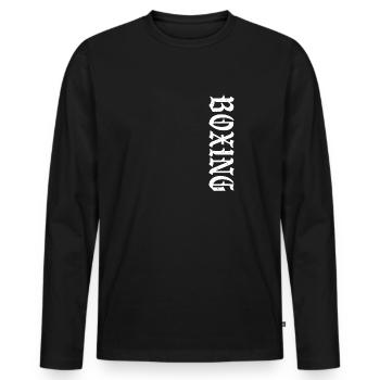 Boxing Retro - Männer Premium Bio Langarmshirt - Schwarz - Vorne - Nico (187cm)