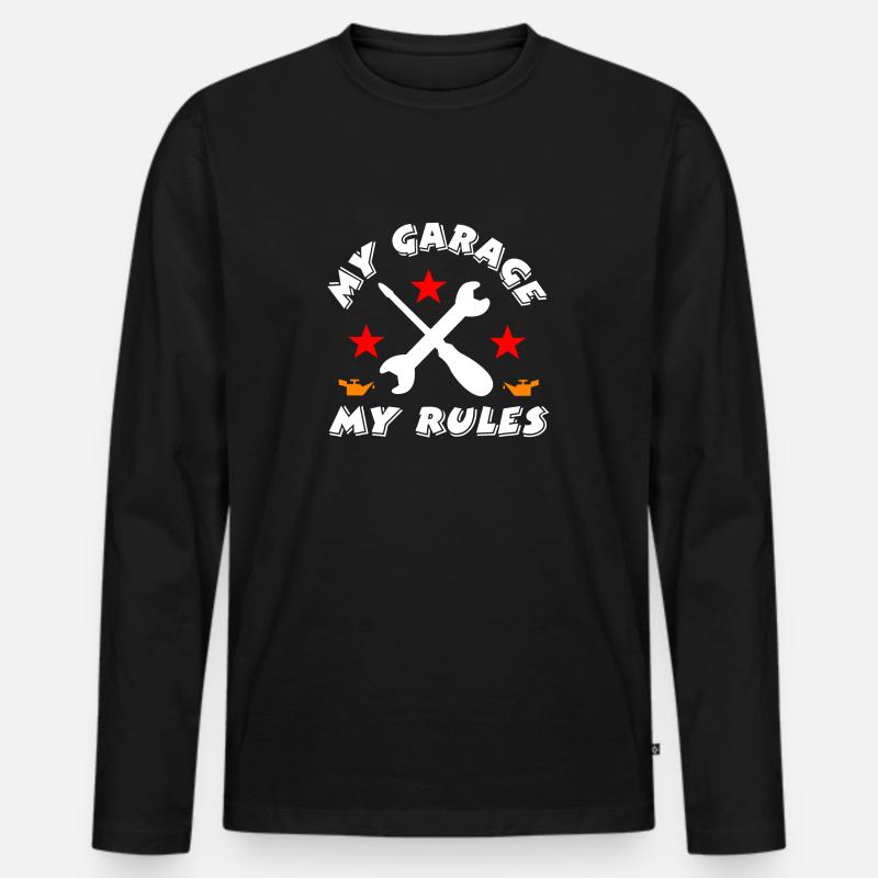 Garage - Männer Premium Bio Langarmshirt - Schwarz