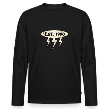 1990 Vintage - Männer Premium Bio Langarmshirt - Schwarz - Vorne - Nico (187cm)