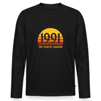 Millésime 1991 - T-shirt manches longues Premium bio Homme - noir - Devant - Nico (187cm)