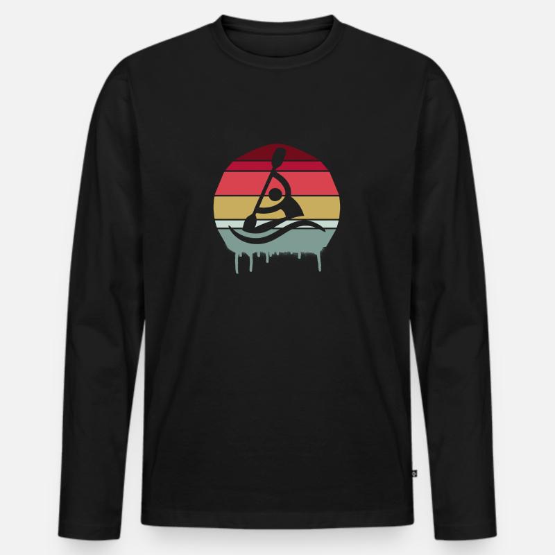 Rowing Retro - Männer Premium Bio Langarmshirt - Schwarz