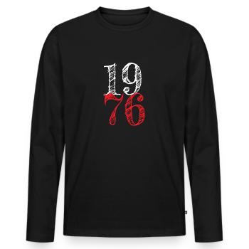 Vintage 1976 - Männer Premium Bio Langarmshirt - Schwarz - Vorne - Nico (187cm)