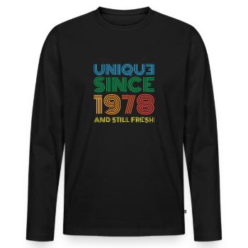 Millésime 1978 - T-shirt manches longues Premium bio Homme - noir - Devant - Nico (187cm)