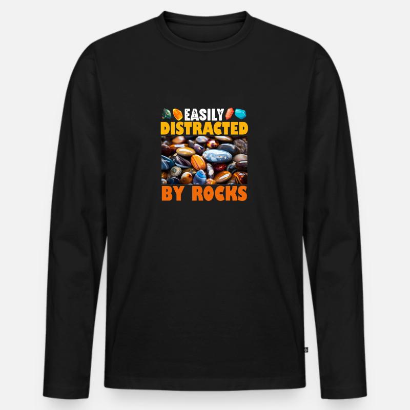 Leicht von Steinen abgelenkt - Männer Premium Bio Langarmshirt - Schwarz
