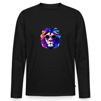 Löwe Wasserfarben Illustration - Männer Premium Bio Langarmshirt - Schwarz - Vorne - Nico (187cm)