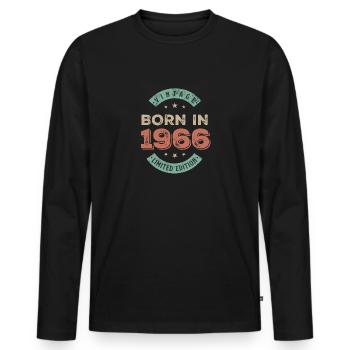 Millésime 1966 - T-shirt manches longues Premium bio Homme - noir - Devant - Nico (187cm)