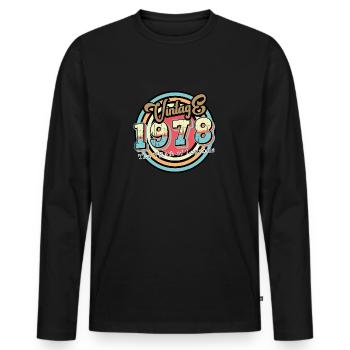 Millésime 1978 - T-shirt manches longues Premium bio Homme - noir - Devant - Nico (187cm)