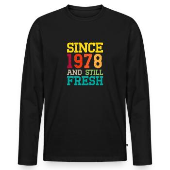Millésime 1978 - T-shirt manches longues Premium bio Homme - noir - Devant - Nico (187cm)