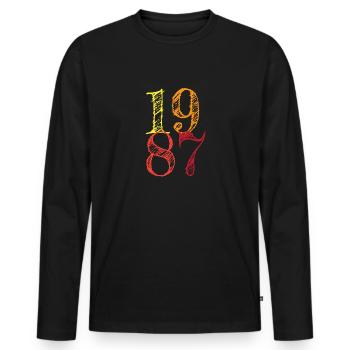 Millésime 1987 - T-shirt manches longues Premium bio Homme - noir - Devant - Nico (187cm)