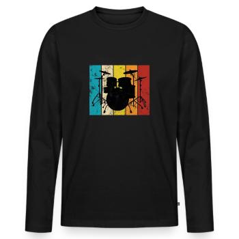 Drummer Schlagzeuger Schlagzeug Geschenk - Männer Premium Bio Langarmshirt - Schwarz - Vorne - Nico (187cm)