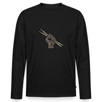 Batterie Batteur - T-shirt manches longues Premium bio Homme - noir - Devant - Nico (187cm)